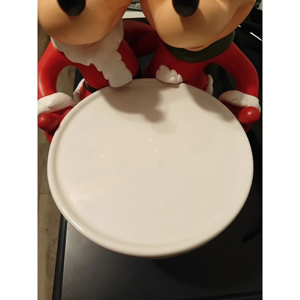 Rare Disney Mickey & Minnie Mouse Christmas Cookie Holder & Ceramic Tray - Clean